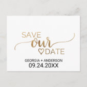 Eenvoudig Gold Calligraphy Weddenschap Save the Da Aankondigingskaart (Voorkant)