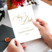 Eenvoudig Gold Calligraphy Wedding Save The Date