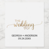 Eenvoudig Gold Calligraphy Wedding Wijn Etiket (Enkel label)