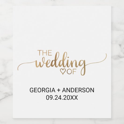 Eenvoudig Gold Calligraphy Wedding Wijn Etiket (Enkel label)