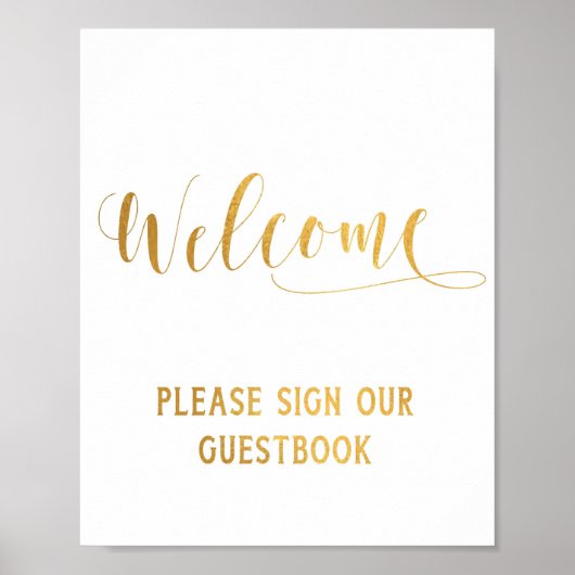 Eenvoudig Gold Calligraphy Welcome Sign Poster (Voorkant)