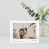 Eenvoudig 'Gold Confetti'-bericht over het huwelij Briefkaart (Staand voorkant)