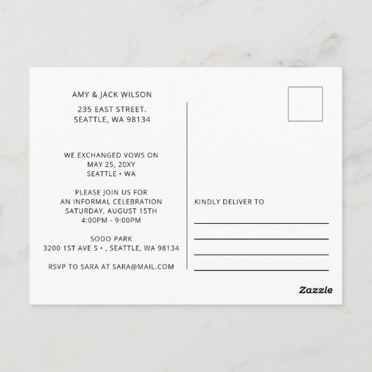 Eenvoudig 'Gold Confetti'-bericht over het huwelij Briefkaart (Achterkant)