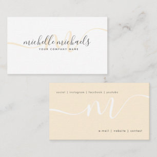  Eenvoudig Gold Cream Minimal Monogram Script  Visitekaartje