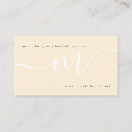  Eenvoudig Gold Cream-minimummonogram  Visitekaartje (Achterkant)
