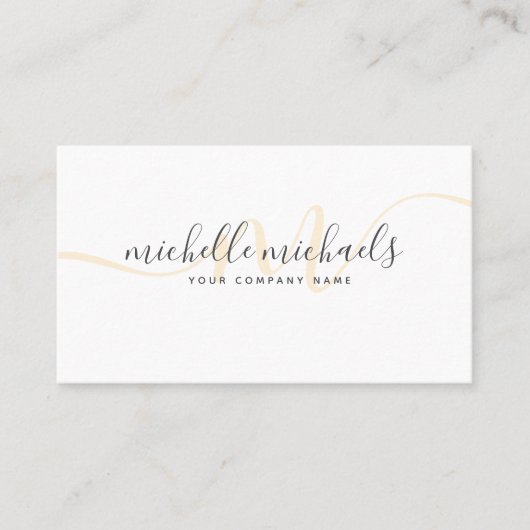  Eenvoudig Gold Cream-minimummonogram  Visitekaartje (Voorkant)