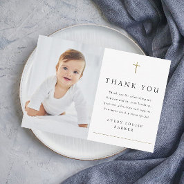 Eenvoudig Gold Cross Foto Religieuze Baptisme Bedankkaart
