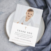 Eenvoudig Gold Cross Foto Religieuze Baptisme Bedankkaart