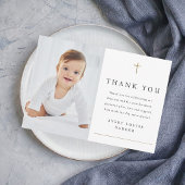 Eenvoudig Gold Cross Foto Religieuze Baptisme Bedankkaart