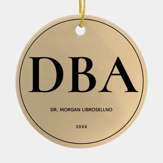 Eenvoudig Gold DBA-Afstuderen Keramisch Ornament (Voorkant)