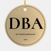 Eenvoudig Gold DBA-Afstuderen Keramisch Ornament (Achterkant)