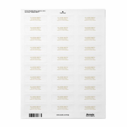 Eenvoudig Gold- en White-minimalistisch adres Etiket (Full Sheet)