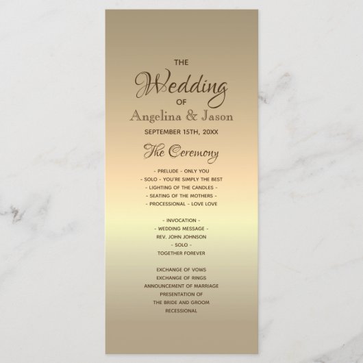 Eenvoudig Gold Foil bruiloft Programmakaart (Voorkant)