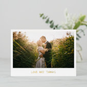 Eenvoudig Gold-fotohuwelijk Hartelijk dank Folie Uitnodiging (Staand Voorkant)