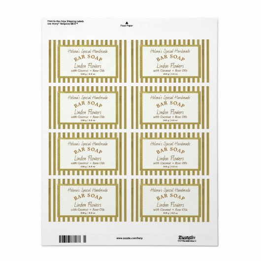 Eenvoudig Gold Framed Crème Soap Wrap Etiket (Full Sheet)