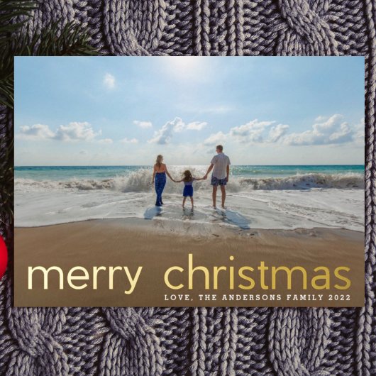 Eenvoudig Gold-gecomprimeerd script foto Merry Ker Folie Feestdagenkaart