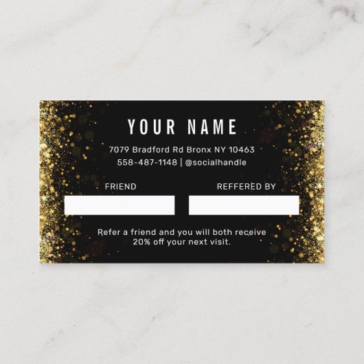Eenvoudig Gold Glitter - Verwijs een vriendenkaart Visitekaartje (Achterkant)