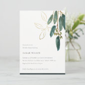Eenvoudig Gold Green Eucalyptus Foliage-Baby showe Kaart (Staand voorkant)