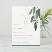Eenvoudig Gold Green Eucalyptus Foliage-Verloving Kaart (Staand voorkant)