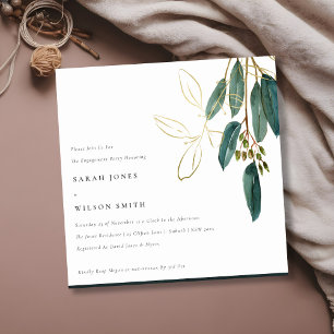Eenvoudig Gold Green Eucalyptus Foliage-Verloving Kaart
