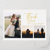 Eenvoudig Gold Hand-Lettered Wedding Bedankt Gold Folie Uitnodiging (Voorkant)