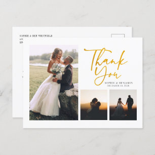 Eenvoudig Gold Hand-Lettered Wedding Hartelijk dan Briefkaart