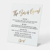 Eenvoudig Gold Handwrite Open Bar-menu Reclamebord Met Voetstuk (Voorkant)