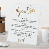 Eenvoudig Gold Handwriting Open Bar-menu Reclamebord Met Voetstuk (Insitu)