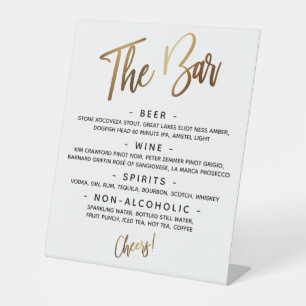 Eenvoudig Gold Handwriting Typografie "The Bar"-me Reclamebord Met Voetstuk