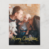Eenvoudig Gold Handwritritfoto voor kerst Briefkaart (Voorkant)