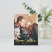 Eenvoudig Gold Handwritritfoto voor kerst Briefkaart (Staand voorkant)