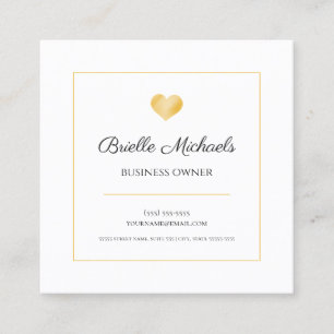 Eenvoudig Gold-hart met elegant zwart script Vierkante Visitekaartje