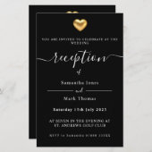 Eenvoudig Gold Heart Modern Reception Uitnodiging Briefpapier (Voorkant / Achterkant)