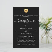 Eenvoudig Gold Heart Modern Reception Uitnodiging Briefpapier (Staand voorkant)