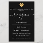 Eenvoudig Gold Heart Modern Reception Uitnodiging Briefpapier (Voorkant)
