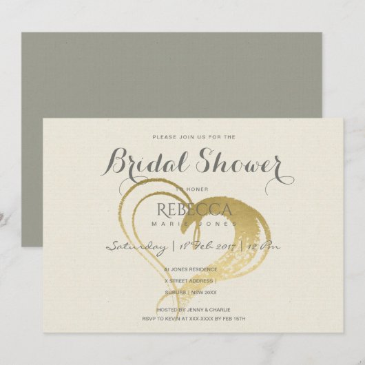 EENVOUDIG GOLD HEART TYPOGRAPHY-Vrijgezellenfeest Kaart (Voorkant / Achterkant)