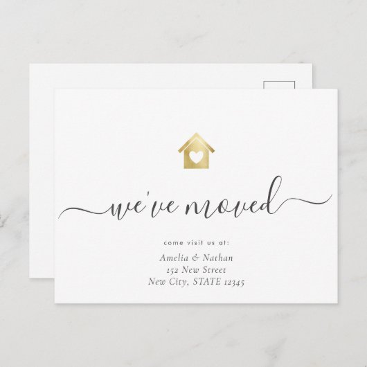 Eenvoudig Gold House We hebben modern script verpl Aankondigingskaart (Voorkant / Achterkant)