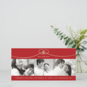 Eenvoudig Gold Knot Double Gelukkig 3 Foto Chinees Save The Date (Staand voorkant)