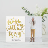 Eenvoudig Gold Laughing helemaal Feestdagenkaart (Staand voorkant)