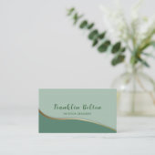 Eenvoudig Gold Line Green Abstract Cloud Patroon Visitekaartje (Staand voorkant)