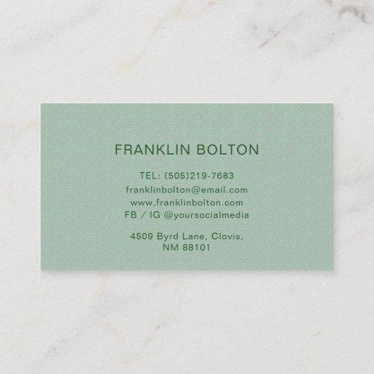 Eenvoudig Gold Line Green Abstract Cloud Patroon Visitekaartje (Achterkant)