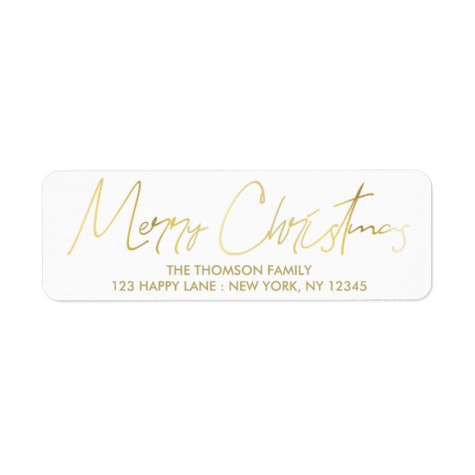 Eenvoudig Gold Merry-kersthandschrift met brieflab Etiket (Voorkant)