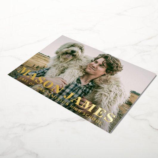 Eenvoudig 'Gold Modern'-Afstuderen Folie Uitnodiging (Gedraaid)