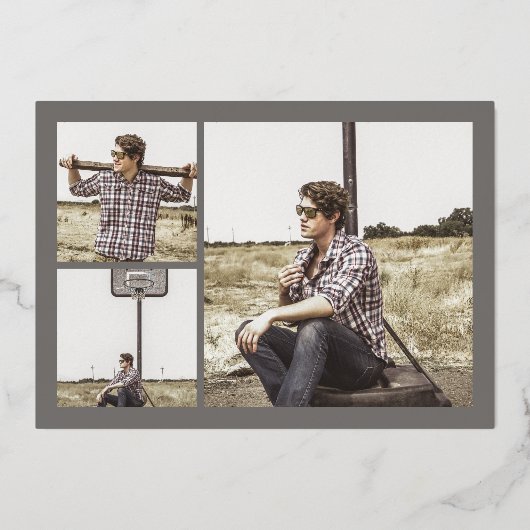 Eenvoudig 'Gold Modern'-Afstuderen Folie Uitnodiging (Achterkant)