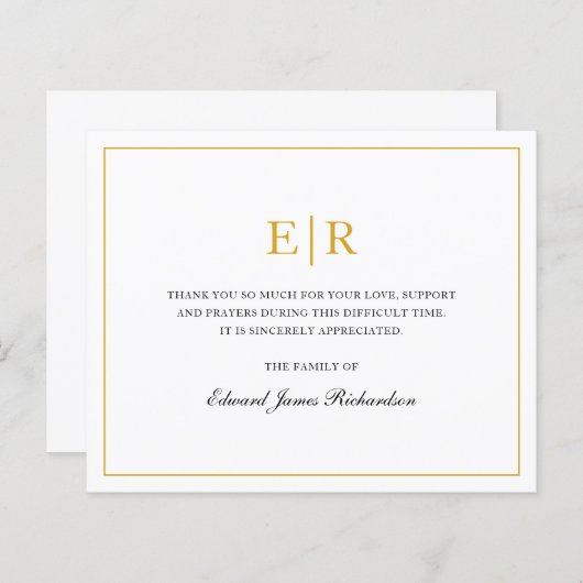 Eenvoudig Gold Monogram Funeral Budget Hartelijk d (Voorkant / Achterkant)