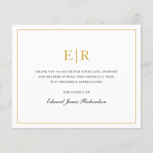 Eenvoudig Gold Monogram Funeral Budget Hartelijk d (Voorkant)