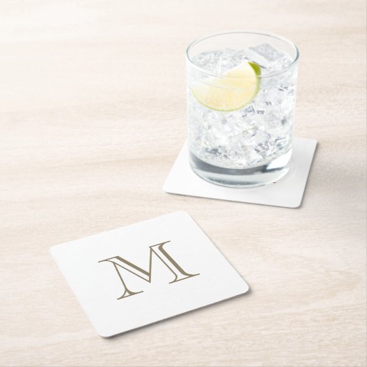 Eenvoudig Gold Monogram Kartonnen Onderzetters (Insitu)
