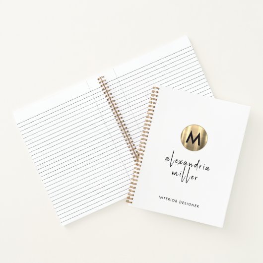 Eenvoudig Gold Monogram Notitieboek (Binnen)
