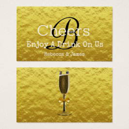 Eenvoudig Gold Monogram Weddenvrij Drink Ticket Visitekaartje