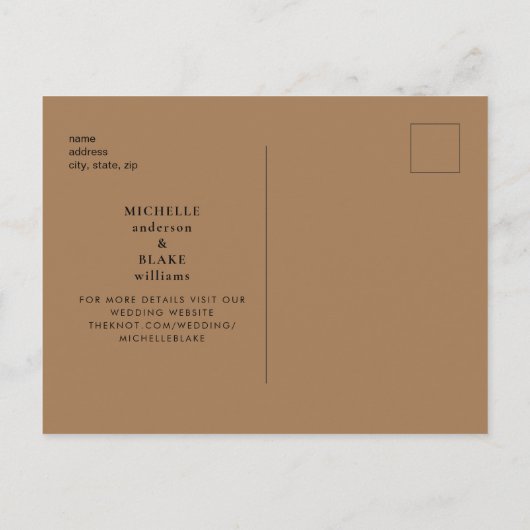 Eenvoudig Gold Monogram zwart Sla datum II op Aankondigingskaart (Achterkant)